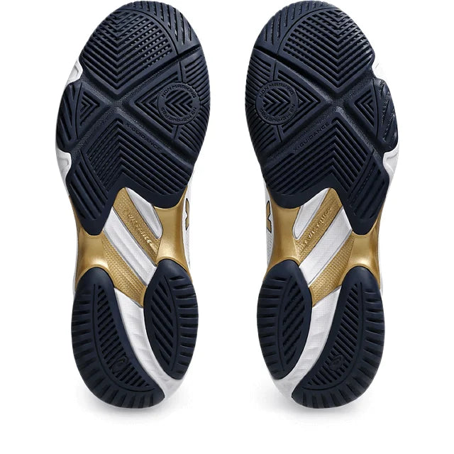 Asics - 1052A069 - NETBURNER BALLISTIC FF 3 - 110 WHITE/PURE GOLD - ženski copat 2025