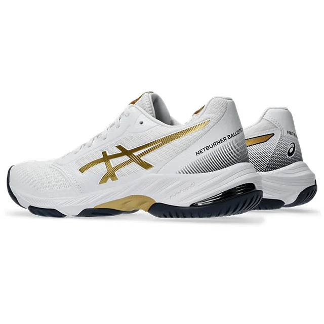 Asics - 1052A069 - NETBURNER BALLISTIC FF 3 - 110 WHITE/PURE GOLD - ženski copat 2025