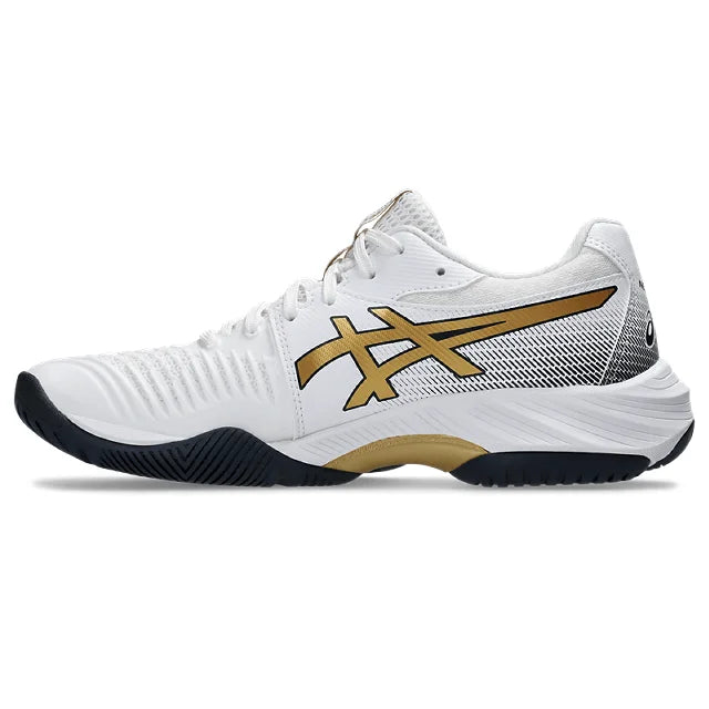 Asics - 1052A069 - NETBURNER BALLISTIC FF 3 - 110 WHITE/PURE GOLD - ženski copat 2025