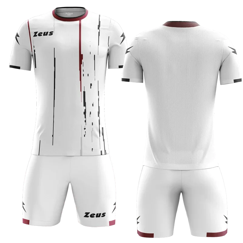 K/BOLTWHIT - Zeus KOMPLET BOLT WHITE - moški dres - Belo - Temno rdeča - Črna